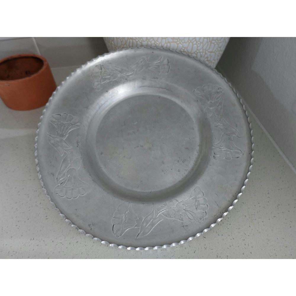 Vintage‎ Farberware wrought aluminum serving tray/ plate/ platter.
